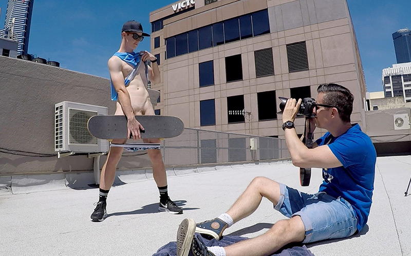 Aussie boy Brad Hunter loves getting naked outside in his first nude rooftop shoot